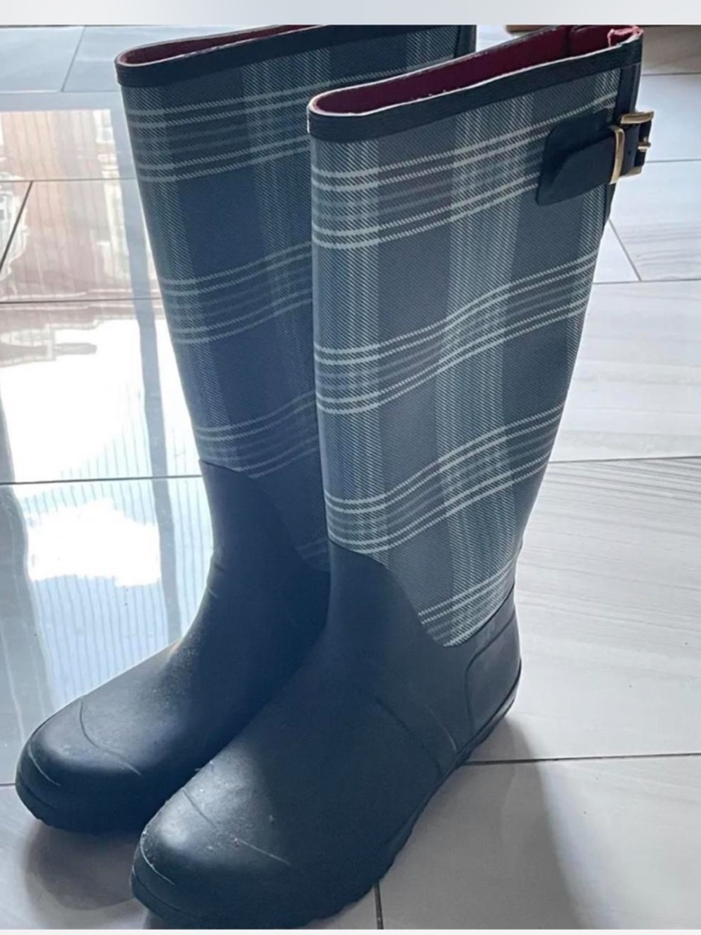 Women's Plaid Tall Rain Boots